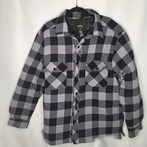 Men's WORKLOAD Plaid Lightweight Shirt Jacket L Black Gray